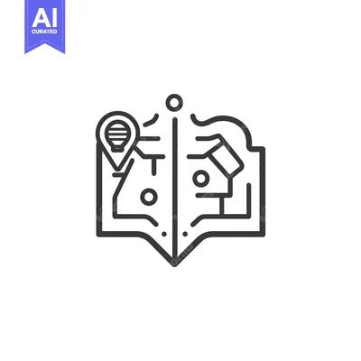 Aset desain premium: Outline Icon of a Map with a Lightbulb Pin