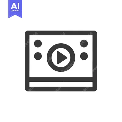 Premium design asset: Outline Icon of a Media Player with Play Button