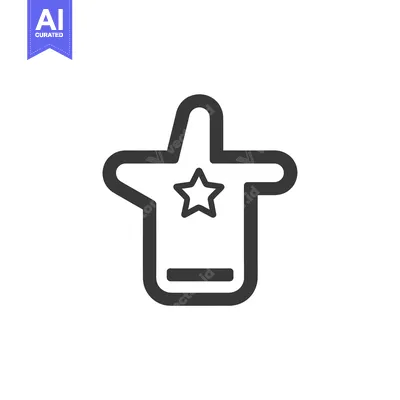 Outline Icon of a Mobile Phone with a Star