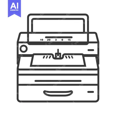 Outline Icon of a Multifunction Printer with Paper Tray