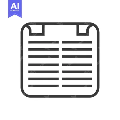 Aset desain premium: Outline Icon of a Paper Document with Rounded Corners and Seven Horizo