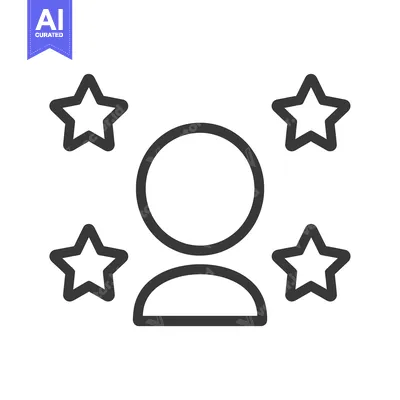 Outline icon of a person with four stars around them