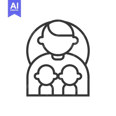 Aset premium populer: Outline icon of a person with two children