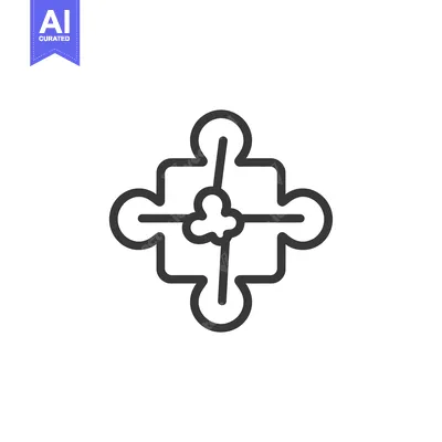 Aset desain premium: Outline icon of a puzzle piece with a cloud inside