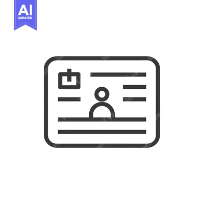 Aset desain premium: Outline Icon of a Rectangular Card with a Profile Picture and Informat