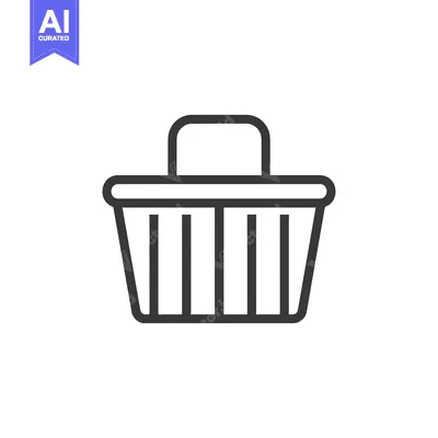 Aset desain premium: Outline Icon of a Shopping Basket with a Handle