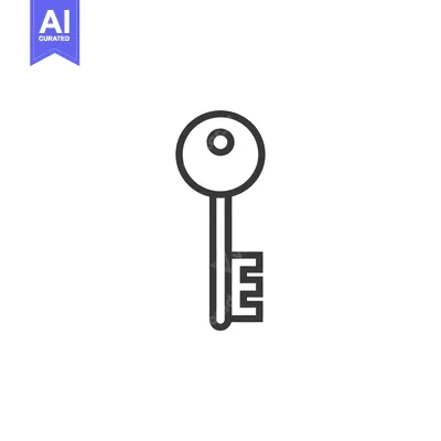 Aset desain premium: Outline Icon of a Simple Key with a Round Head