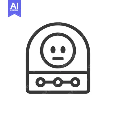Aset premium populer: Outline Icon of a Smart Electrical Outlet with a Neutral Facial Expres
