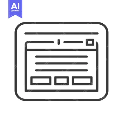 Outline Icon of a Website with a Search Bar, Content, and Buttons