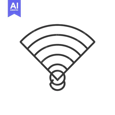 Outline Icon of a Wifi Signal with a Check Mark
