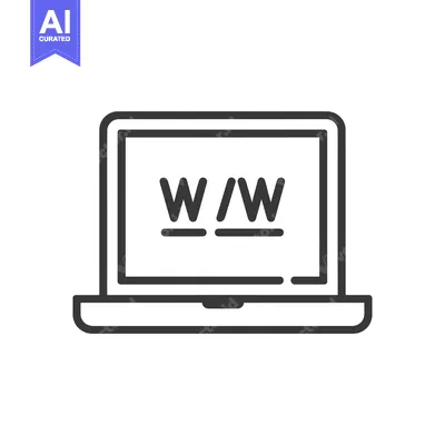 Outline Icon of Laptop with WWW Symbol on Screen