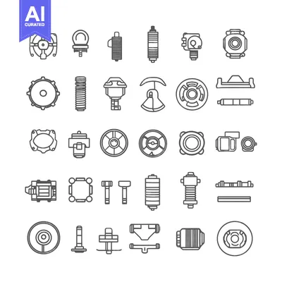 Outline Icons of Car Parts and Accessories