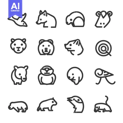 Aset premium populer: Outline Icons of Various Animals