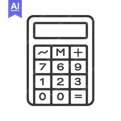 Outline Illustration of a Basic Calculator with Numerical and Mathemat