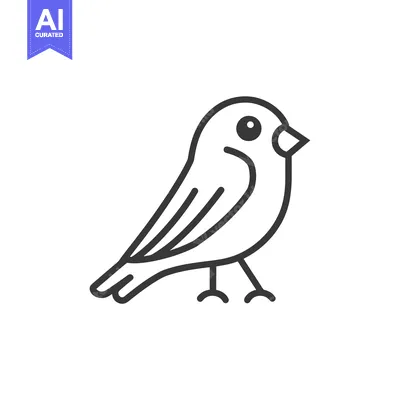 Aset desain premium: Outline Illustration of a Bird with Large Eyes