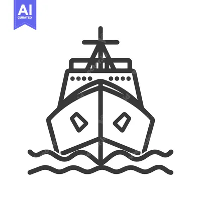 Outline Illustration of a Boat on the Water