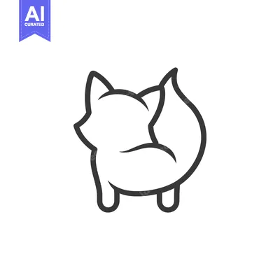 Aset desain premium: Outline Illustration of a Cartoon Fox