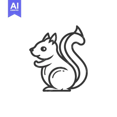 Outline illustration of a cartoon squirrel