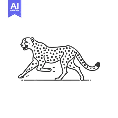 Aset desain premium: Outline Illustration of a Cheetah Running