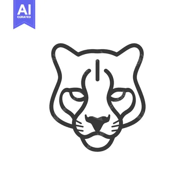 Aset desain premium: Outline Illustration of a Cheetah's Face