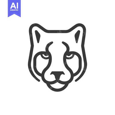 Aset desain premium: Outline Illustration of a Cheetah's Face