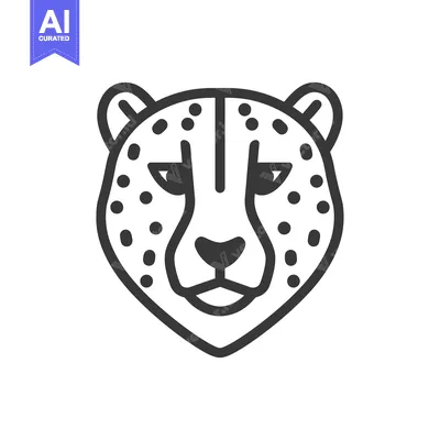 Aset desain premium: Outline Illustration of a Cheetah's Head with Spots