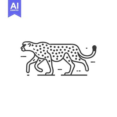 Aset desain premium: Outline Illustration of a Cheetah Walking