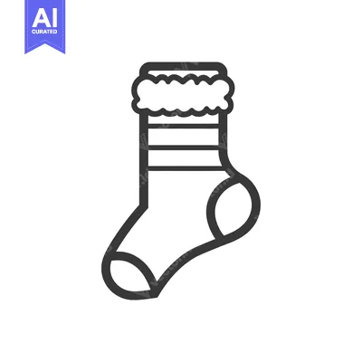 Popular premium asset: Outline Illustration of a Christmas Stocking with a Furry Top