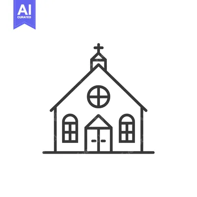 Aset desain premium: Outline illustration of a church building