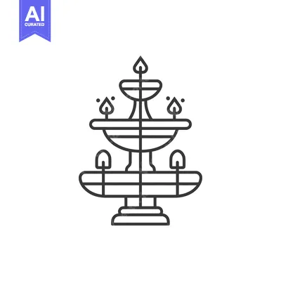 Aset desain premium: Outline Illustration of a Classic Water Fountain