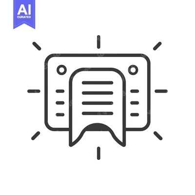Aset desain premium: Outline Illustration of a Document With a Ribbon on a White Background