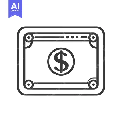 Aset premium populer: Outline Illustration of a Dollar Bill