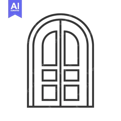 Aset desain premium: Outline Illustration of a Double Arched Door with Panels