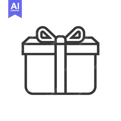 Aset desain premium: Outline illustration of a gift box with a bow