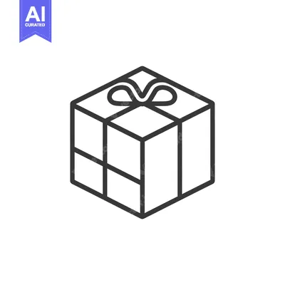 Outline illustration of a gift box with a bow on top