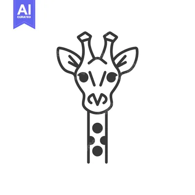 Premium design asset: Outline Illustration of a Giraffe's Head and Neck