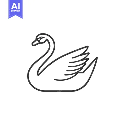Aset desain premium: Outline Illustration of a Graceful Swan