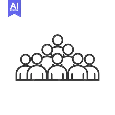 Aset desain premium: Outline illustration of a group of seven people