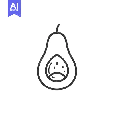 Premium design asset: Outline illustration of a halved avocado with a seed