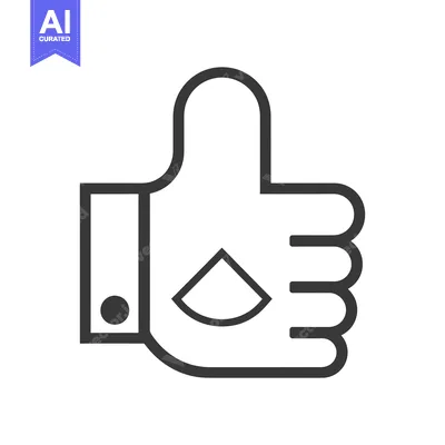 Aset desain premium: Outline illustration of a hand giving a thumbs up with a droplet symbo