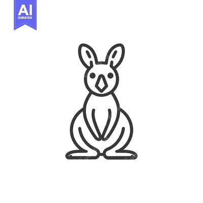 Popular premium asset: Outline Illustration of a Kangaroo Standing Upright