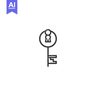 Aset desain premium: Outline illustration of a key with a keyhole in the head