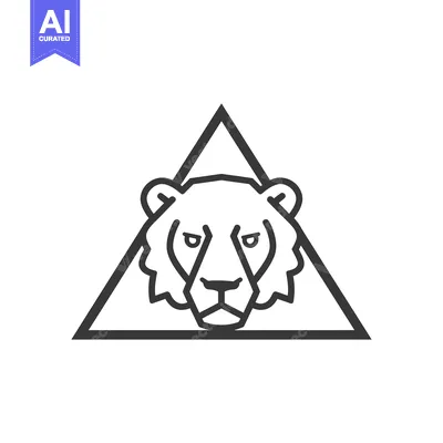 Aset premium populer: Outline Illustration of a Lion's Head Inside a Triangle