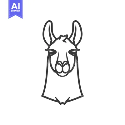 Outline Illustration of a Llama's Head