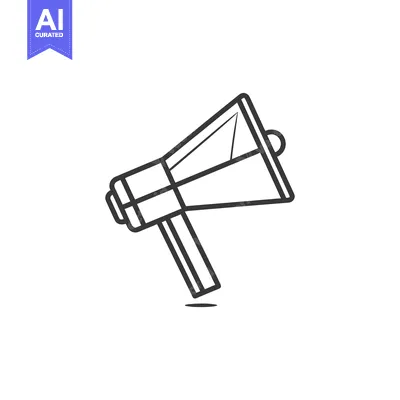Outline Illustration of a Megaphone with a Shadow