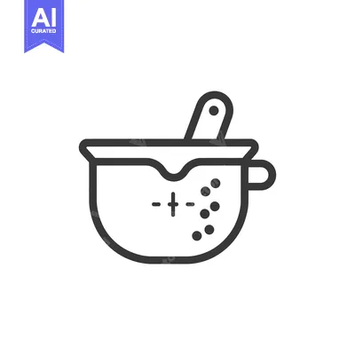 Aset desain premium: Outline Illustration of a Mixing Bowl with a Spoon