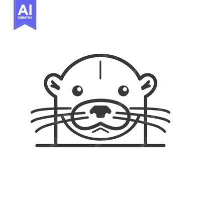 Premium design asset: Outline Illustration of an Otter's Face
