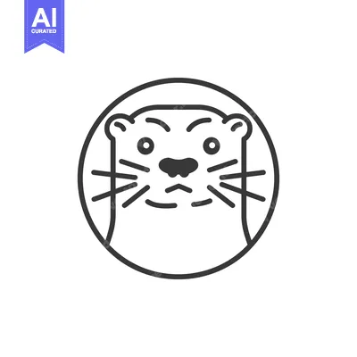 Aset premium populer: Outline Illustration of an Otter's Head in a Circle