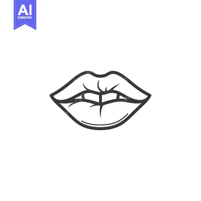 Aset desain premium: Outline Illustration of a Pair of Lips with a Slight Smile