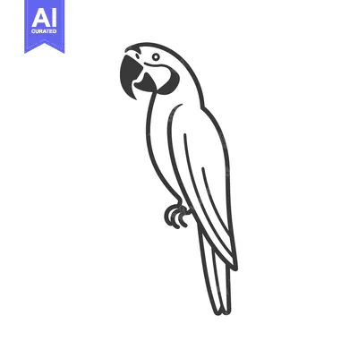 Aset desain premium: Outline illustration of a parrot facing left